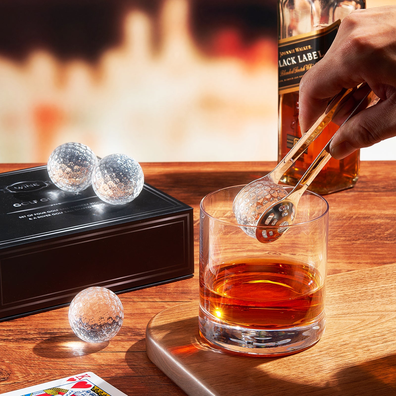 Golf Ball Whiskey Stones Gift Set for Men - Fathers Day Golf Gift