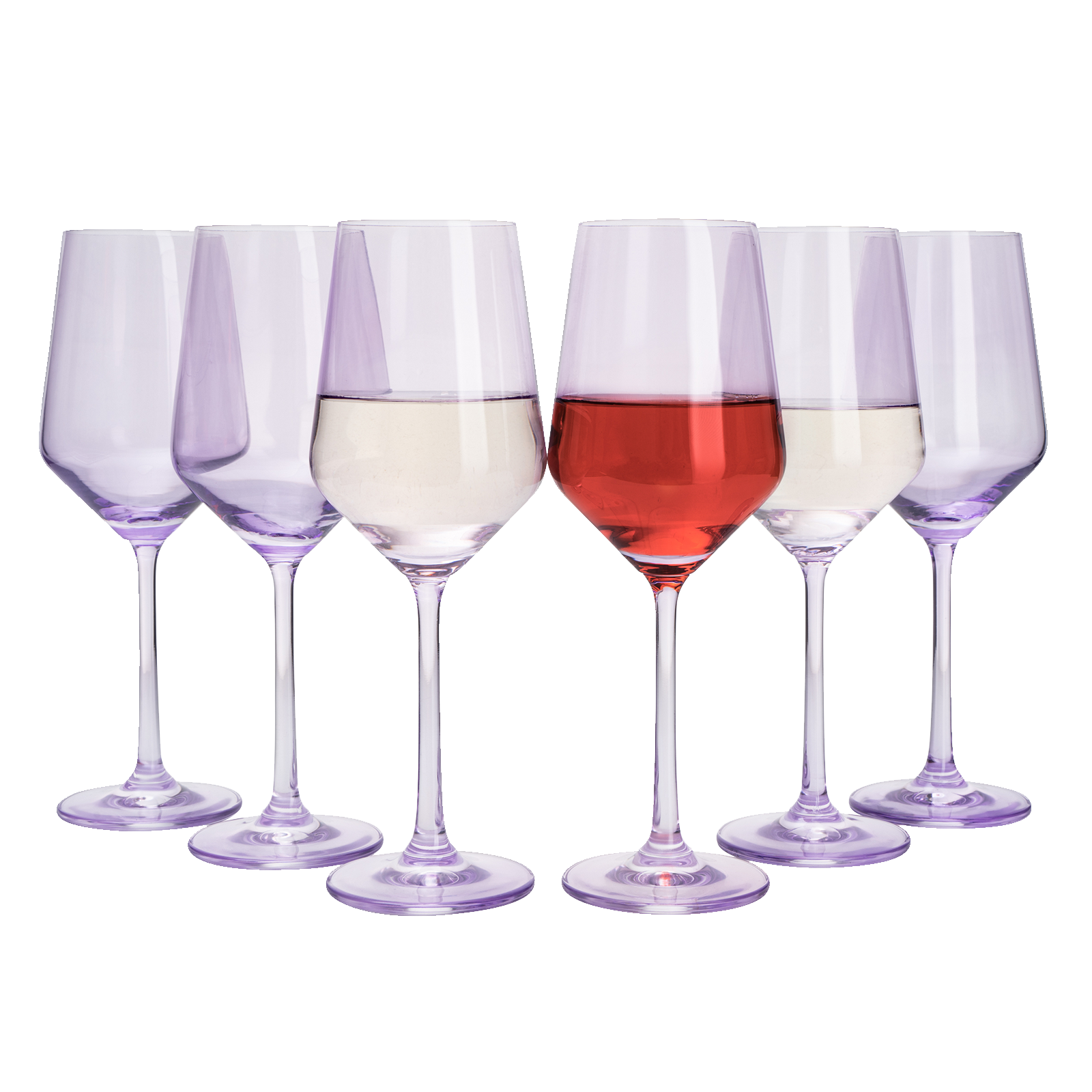 Set of 6 Colored Wine Glasses 12 oz Hand Blown Italian Style