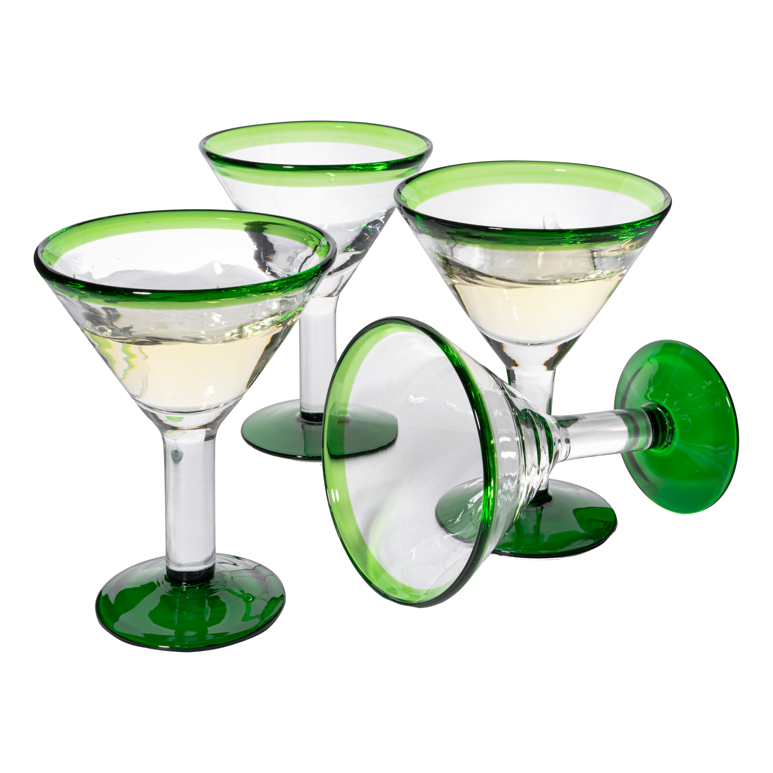 Ripple Ribbed Art Deco Stemmed Drinking Glasses 10oz - Set of 4