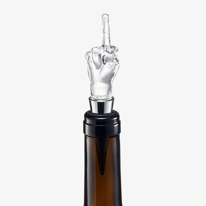 Unique Wine Bottle Stopper - Funny Wine Cork Beverage Bottle Sealer, Middle Finger Shaped Gag Gift For Wine Connoisseur & Lover, Reusable Glass Sealing Plug, Silicone Bottle Cap For Him, Her