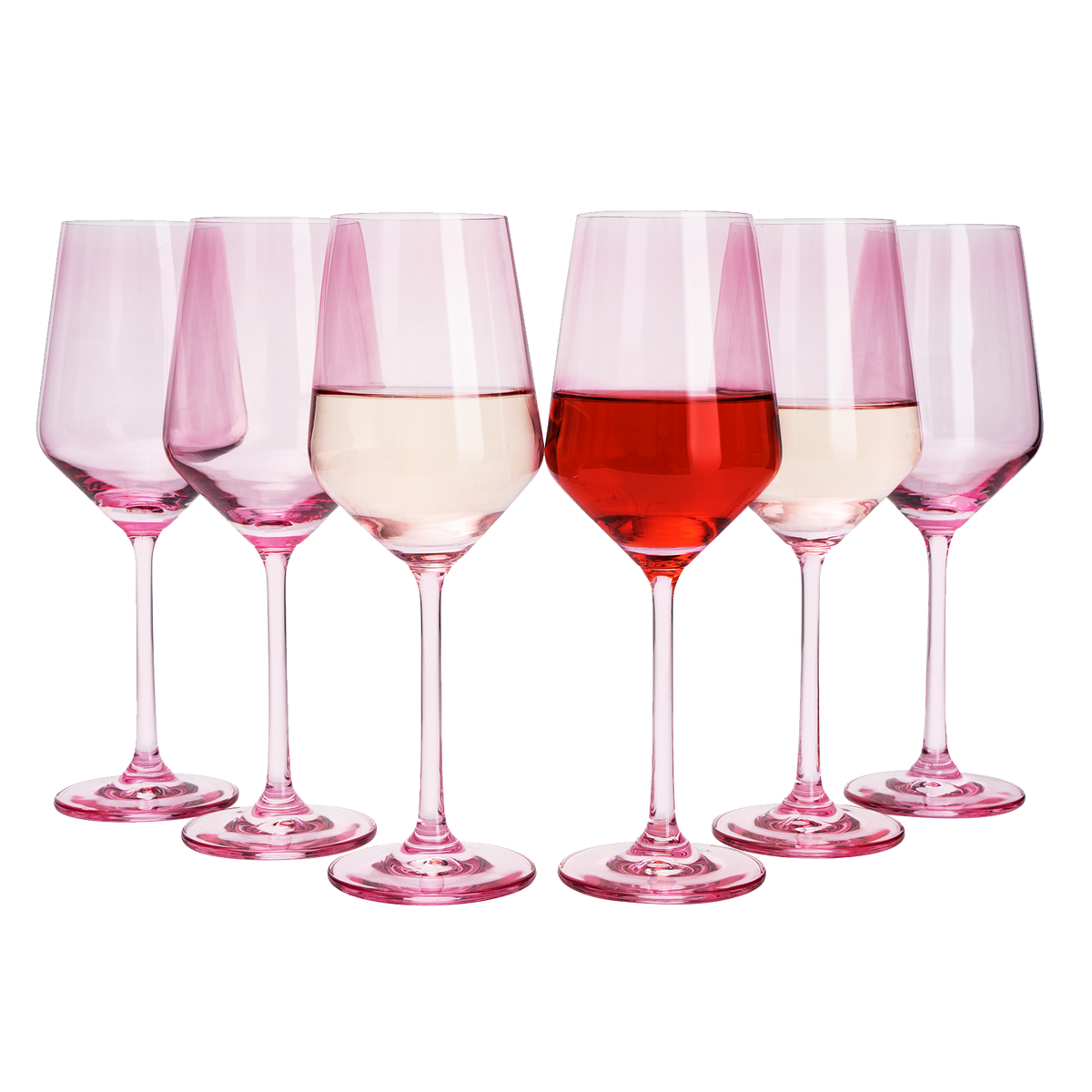 Colored Wine Glass Set,12 oz Glasses Set of 6 (Blush Pink) – The Wine Savant