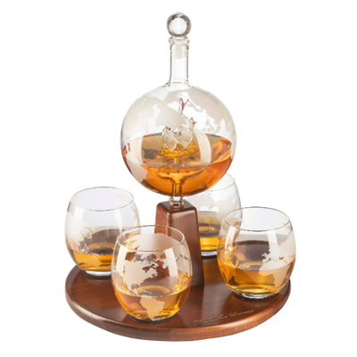 Globe Decanter with 4 glasses Style 4-1