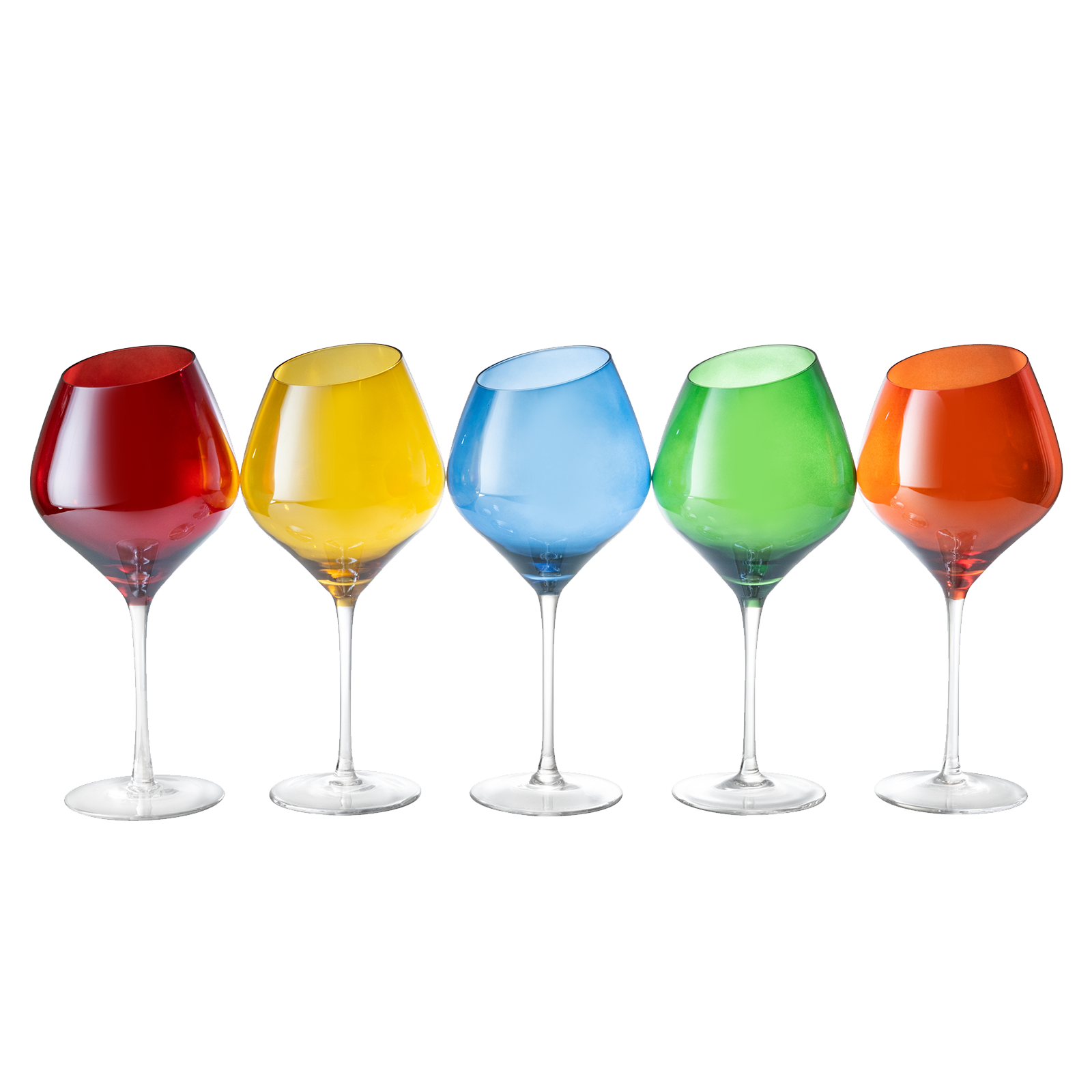 Slanted Rim Colored Wine Glasses By The Wine Savant Set Of 5 Stylish