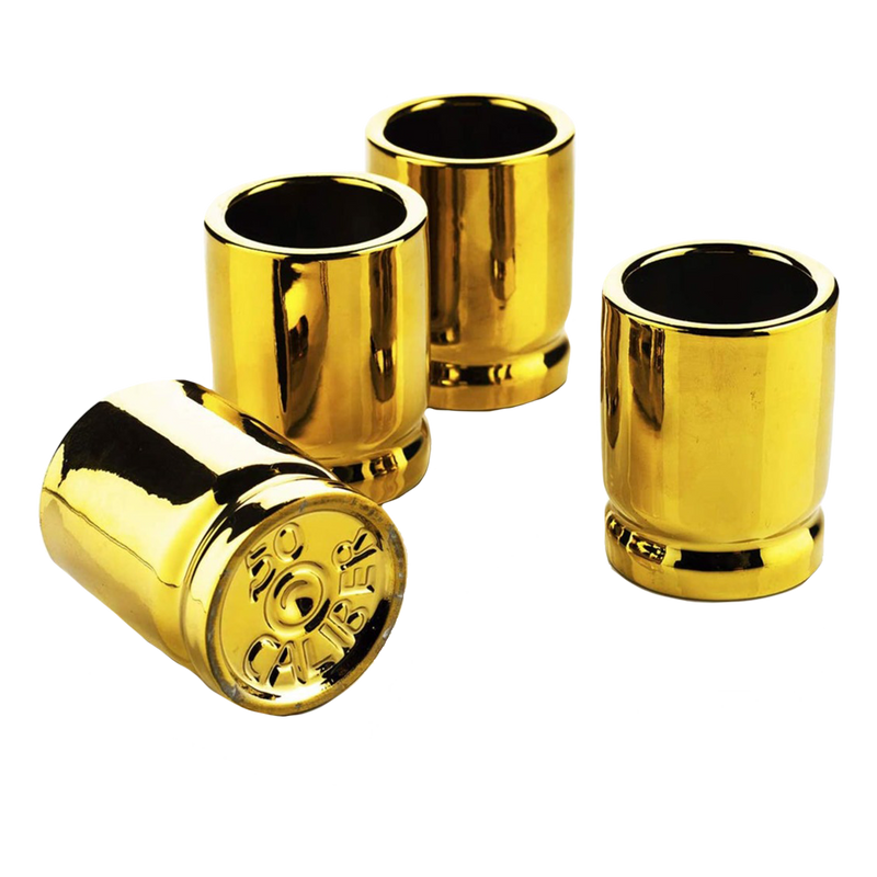 The Wine Savant 50 Caliber Bullet Shot Glasses Set - Set of 4 - Each holds 2 Ounces - Tactical Bullet Casings Shot Glasses