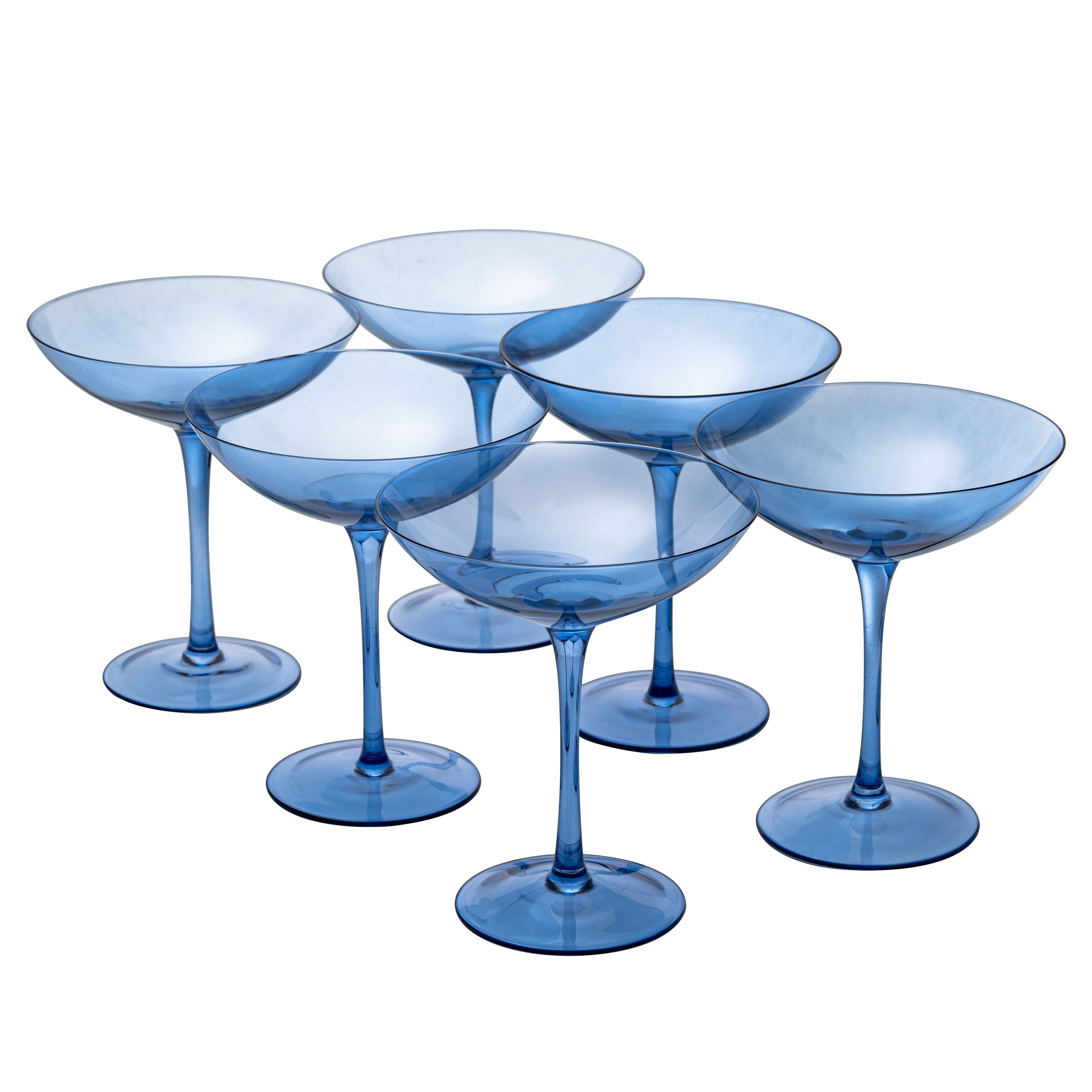 Cobalt Blue Colored Champagne Coupe Glasses 12oz Set of 6 by The Wine – The  Wine Savant