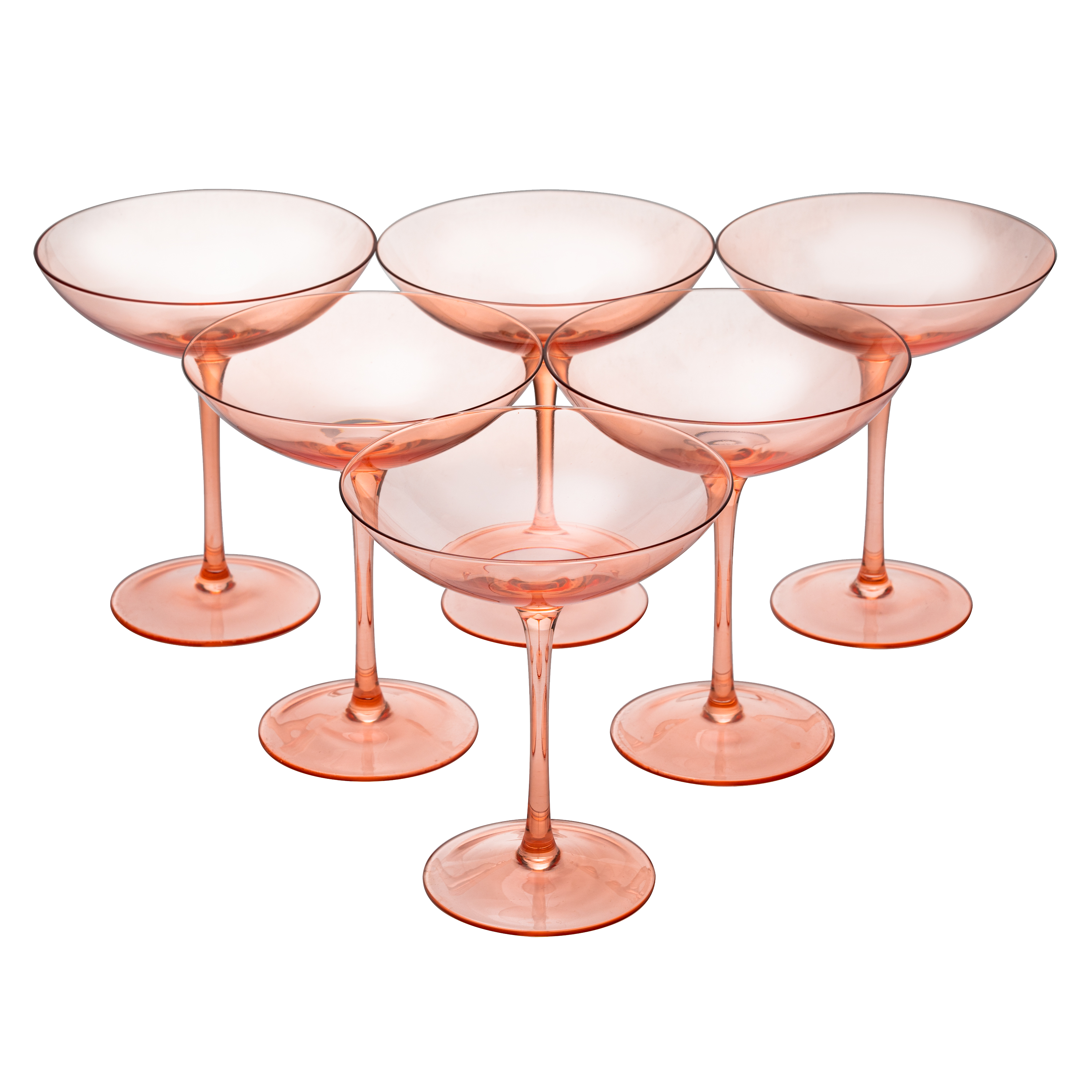 Colored Art Deco Cocktail Glasses, Gold Rimmed Vintage Martini Set, Pink  Cocktail Glass, barware, glassware set, cocktail party, bridesmaid