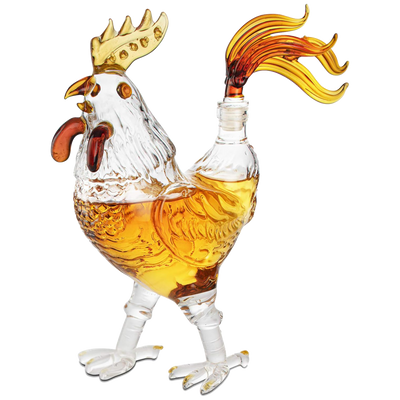 Cock - Chicken Decanter 500ml Whiskey and Wine Decanter - by The Wine Savant, Rooster Glass Decanter For Whiskey, Scotch, Spirits, Wine Or Vodka For Whiskey Lovers