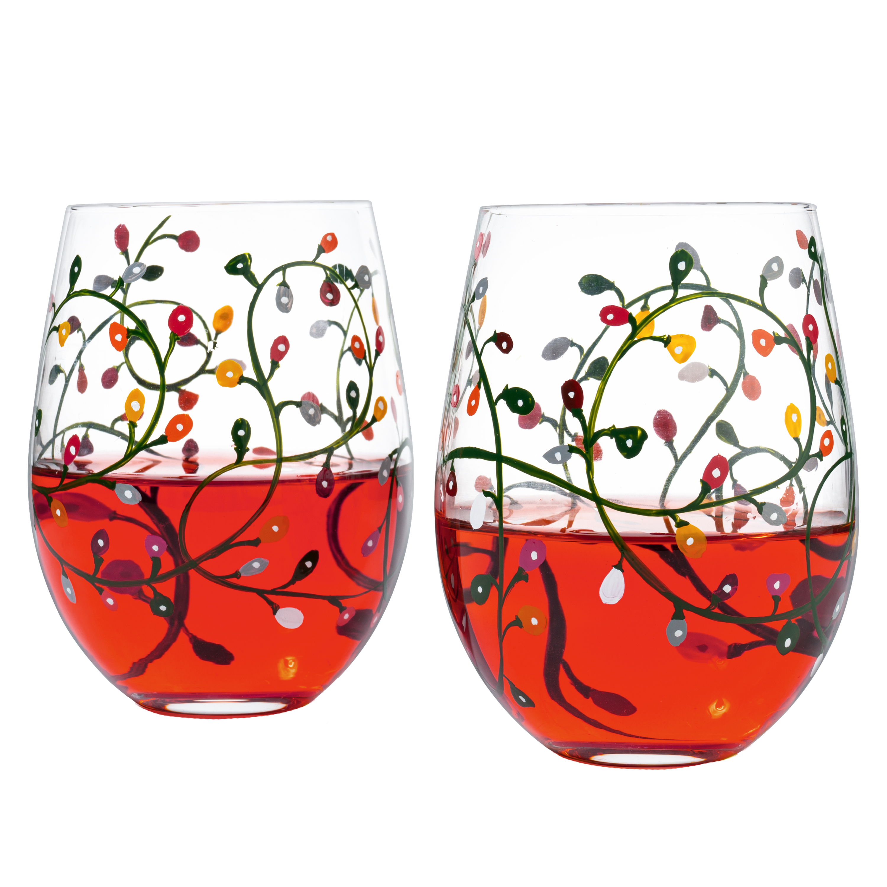 Snowman Hand Painted Wine Glasses Set of 2 20 Oz. White Wine Glasses  Christmas Trees Red Green Blue Tree Ornaments Christmas Gift 