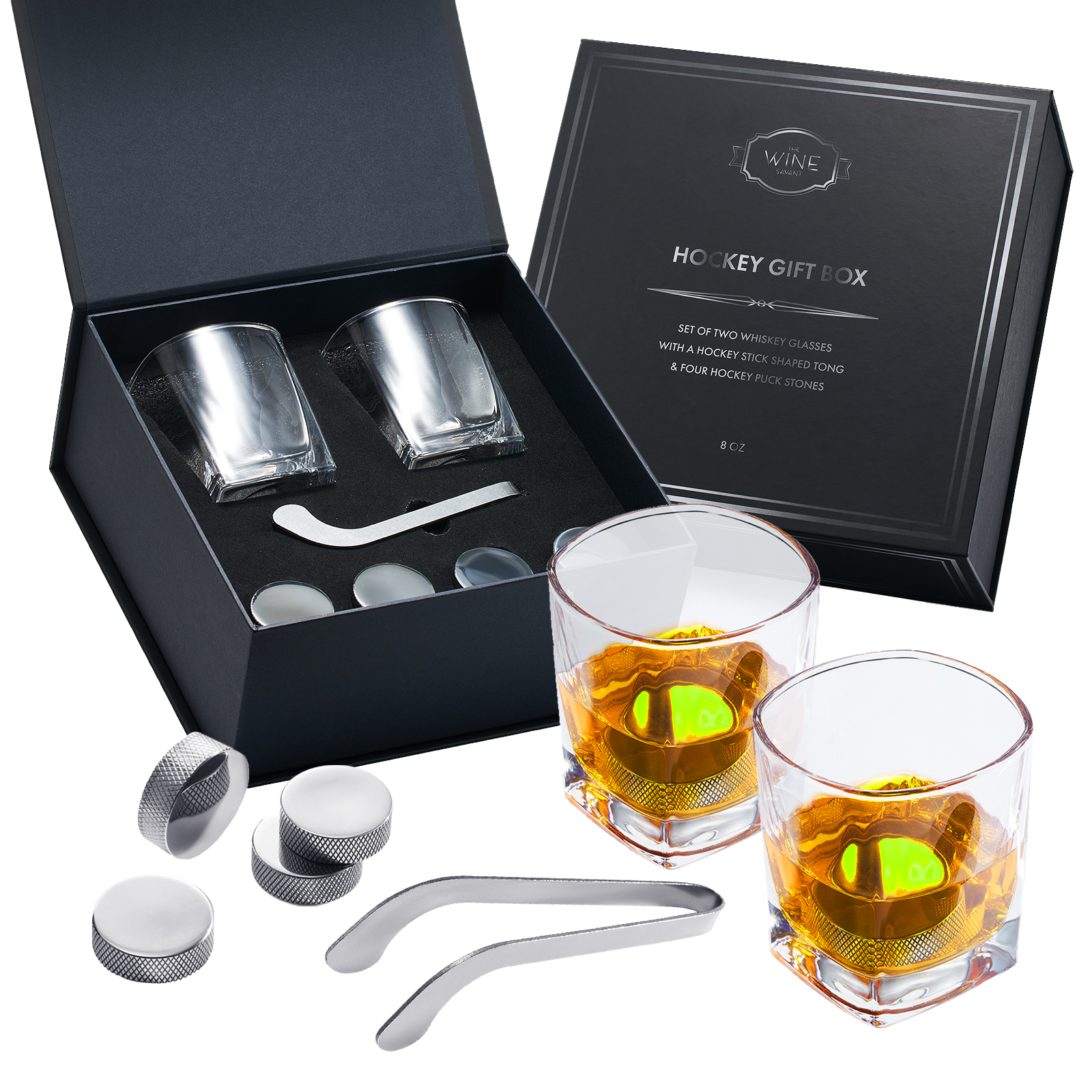 Bullet Whiskey Chillers Stones - 1.75in Whiskey Rocks by The Wine Savant  Set of 6 - Stainless Steel Bullet Shaped Ice Cubes, Gift Box Come, Tongs  and