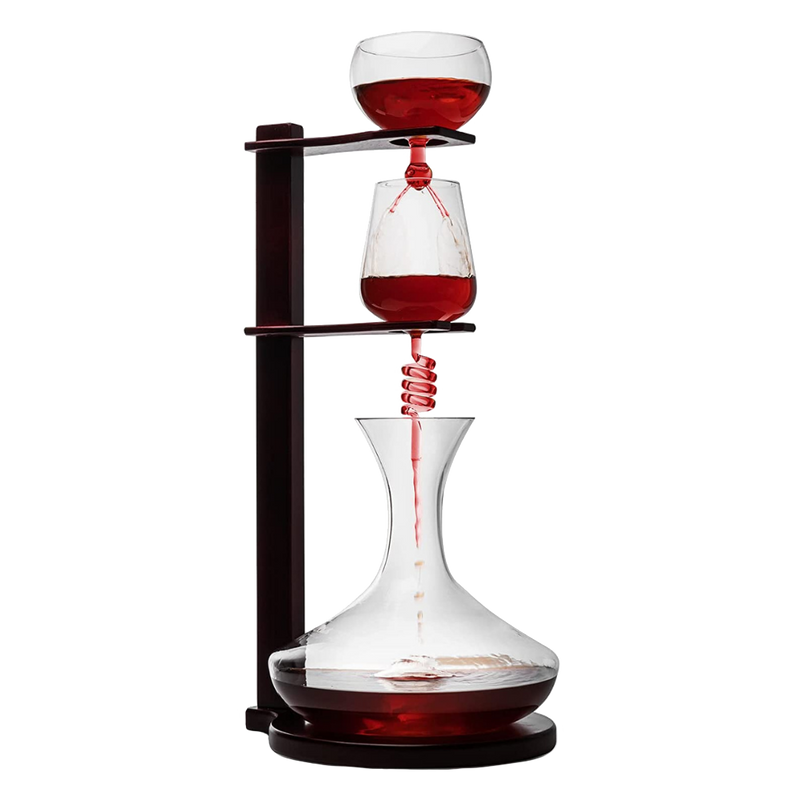 Wine Tower Decanting & Aerator Set by The Wine Savant - Unique Wine Decanter - 3 Aerating Parts - Upper, Middle & Lower Aerators - Whisky & Wines Carafe, Proven to Enhance & Improves Flavor & Aromas