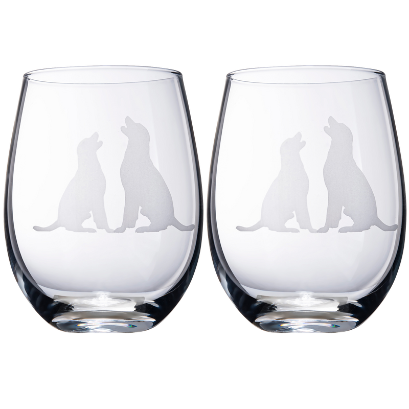 Set of 2 Labrador Dog Stemless Wine Glasses by The Wine Savant - Lab Retriever Puppy & Doggy Lover Him & Her - Dogs Silhouette - Glass Gifts Etched Tumblers for Anniversary, Wedding, Home Bar Gifts