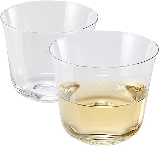 Vintage Crystal Lowball Tumbler Glasses, Set of 2, Clear Radiance - Spirits, Whiskey, Old Fashioned, Cocktails - Hand Blown Classy Glass -Timeless Art Deco Design - Durable Barware, Home Bar (5 OZ)