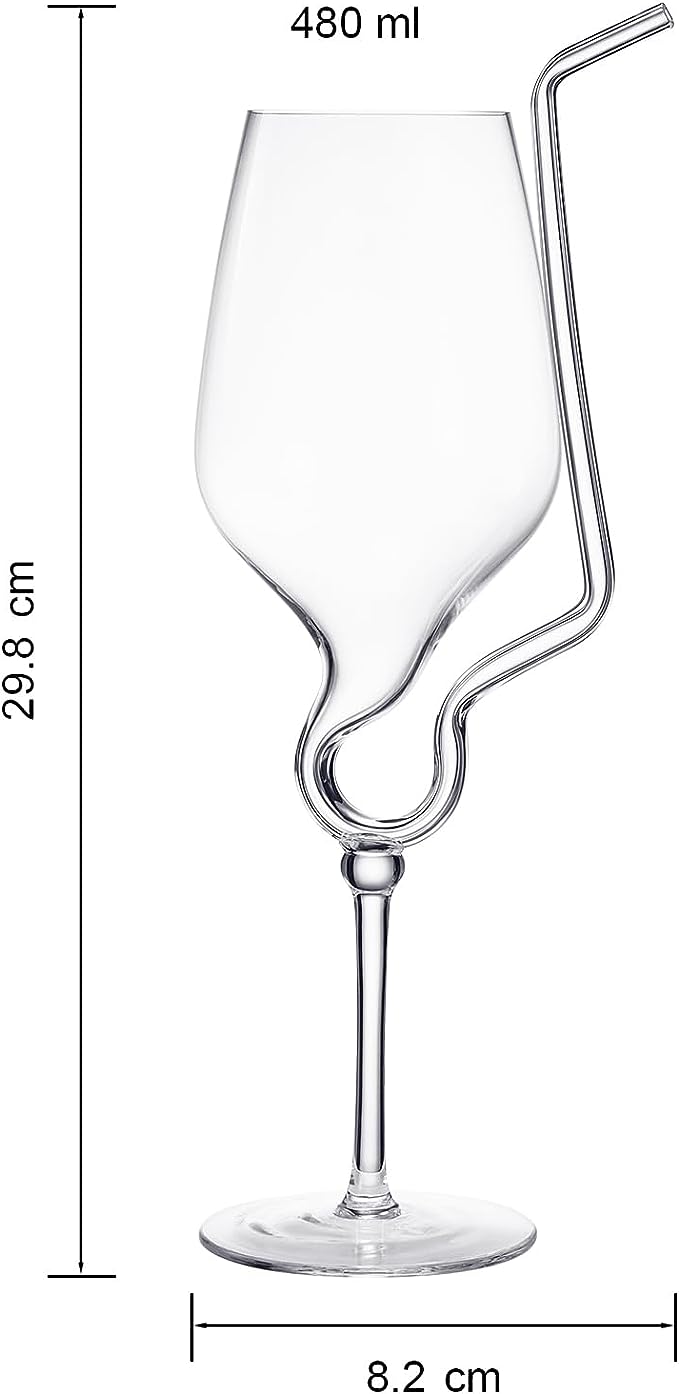 Straw Wine Glass, Spiral Vampire Wine Glass, 16oz