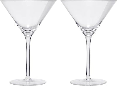 Crystal Martini Glass Set of 2 | 10oz | Classic Luxury Cocktail with Bar Spoon & Olive Picks, Premium Hand-Blown | Classic Cocktail Clear Coupes For Manhattan, Cosmopolitan, Sidecar, Stemmed Goblets