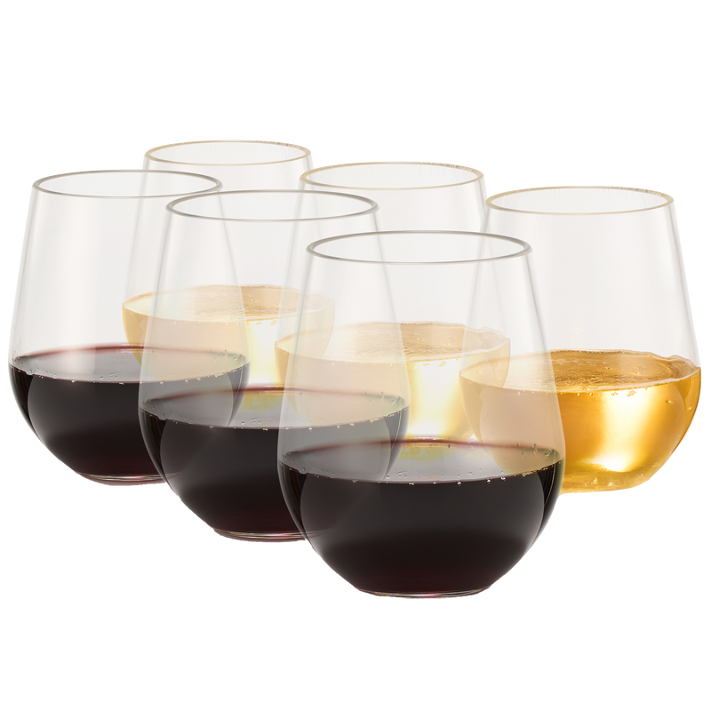 European Style Unbreakable Elegant Acrylic Stemless Wine Glasses 15 oz | Set of 6 | 100% Tritan Shatterproof BPA-free Reusable Plastic Glassware, Perfect For Homes & Bars | Dishwasher-Safe, Clear