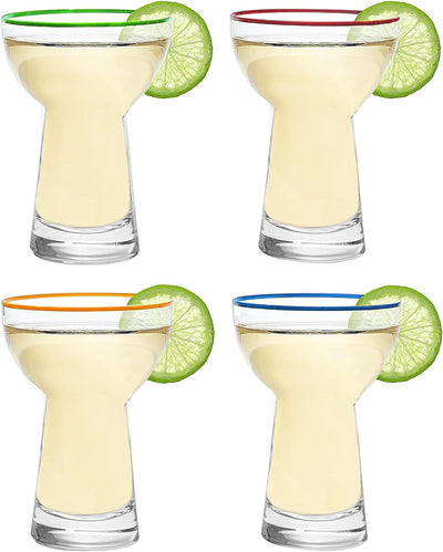 The Wine Savant Hand Blown Margarita Glass – Luxury Hand Blown Confetti Margarita, Martini & Champagne Glasses Cinco de Mayo, Hand Blown Glass – Large Party (Colorful)