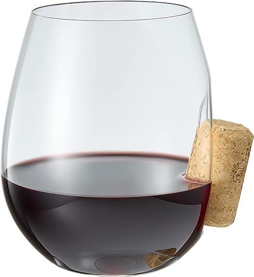Corked Stemless Wine Glasses | Single | Stuck In The Glass Wine Cork Cocktail Glassware, Enthusiast Gift, Artisanal Crystal Glassware - Gift Idea for Him, Her, Wine Lover, Housewarming (19.6 OZ)
