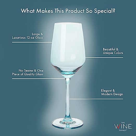 Colored Wine Glass Set, Large 12 oz Glasses Set of 6, Unique Italian S –  The Wine Savant
