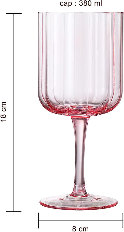 Flower Vintage Wine Glassware - Set of 2-13 oz Colorful Cocktail, Martini & Champagne Glasses, Prosecco, Mimosa Glasses Set, Cocktail Glass Set, Bar Glassware Luster Glasses 7" X 3" (Pink)