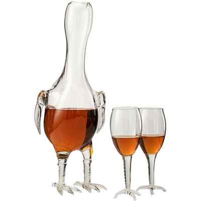 Cock - Chicken Decanter 500ml Whiskey and Wine Decanter Set with 2 Whiskey Glasses - by The Wine Savant, Rooster Glass Decanter For Whiskey, Scotch, Spirits, Wine Or Vodka For Whiskey Lovers
