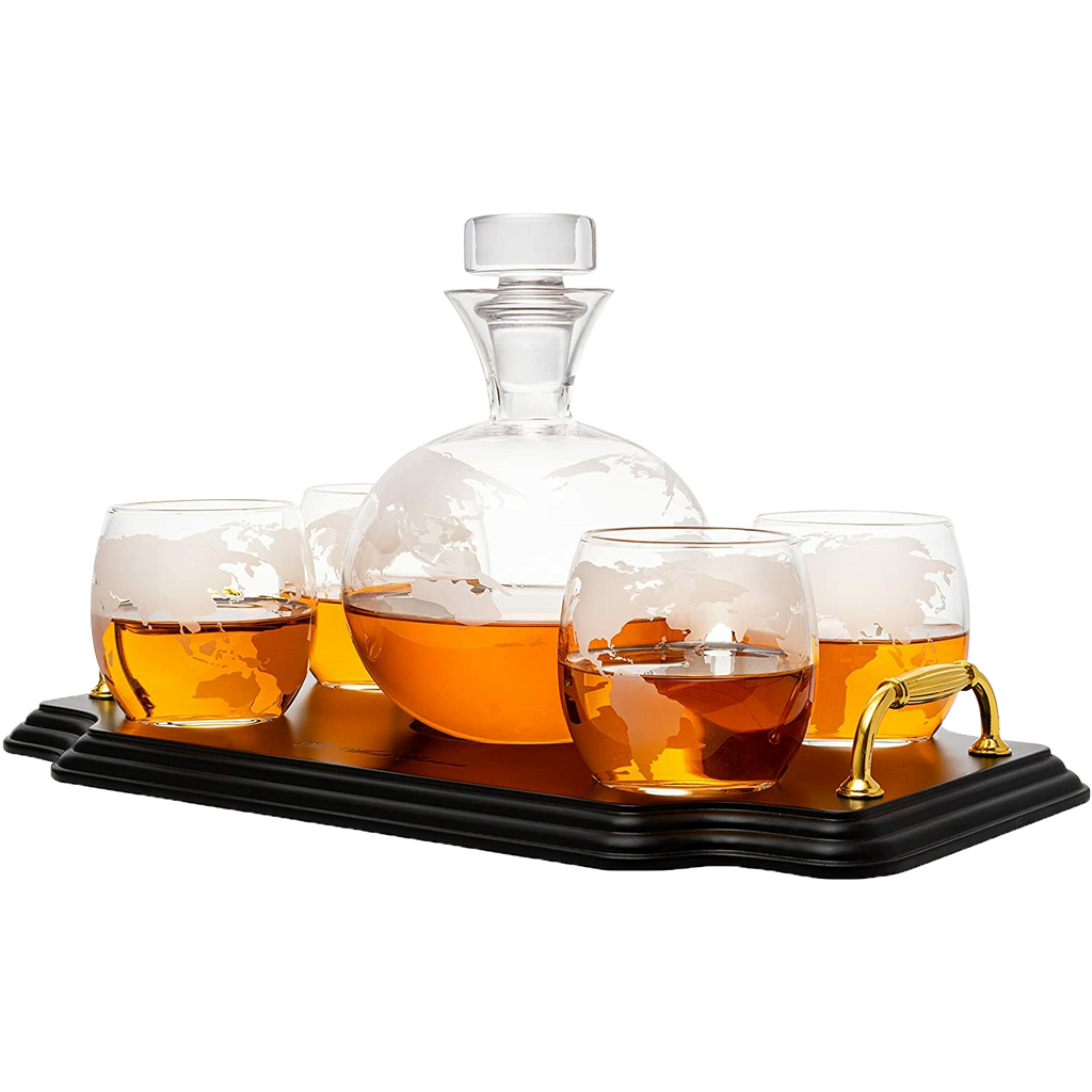WHAT ON EARTH Aerating Human Skull Decanter and Drinking Glasses Set -  Rotating Clear Glass Globe Includes 2 Matching Cups - Bed Bath & Beyond -  29603089