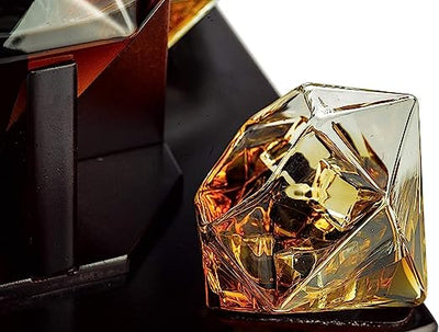 The Wine Savant Diamond Whiskey Glasses, Scotch, Bourbon or Wine Glasses, Set of 2 10 oz Old Fashion Elegant Spirits Glasses