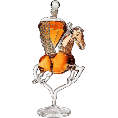 Pegasus Diamond Crystal Decanter, For Wine & Whiskey - The Wine Savant - 12" Tall Dazzling Crystalline - For Wine, Spirits, Scotch, Bourbon, Cognac and Brandy - 500mL - Pegasus Horse Winged Diamonds