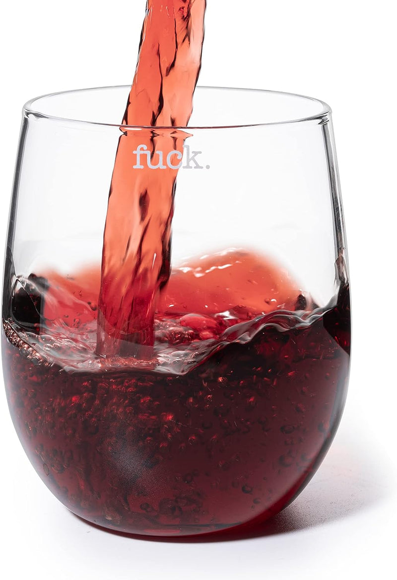 F*CK Wine Glass Single Set, Large 11 oz Glasses, Fuck Fucking Glass Unique Italian Style Tall Stemless for White & Red Wine, Water, Novelty Tumbler, Gifts, Comedy Beautiful Glassware (Stemless)