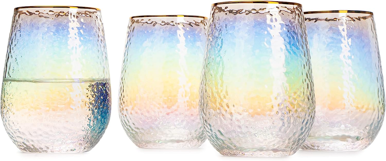 Multicolor 4-Piece Tree Stemless Wine & Water Glasses - Shining Red Gr –  The Wine Savant