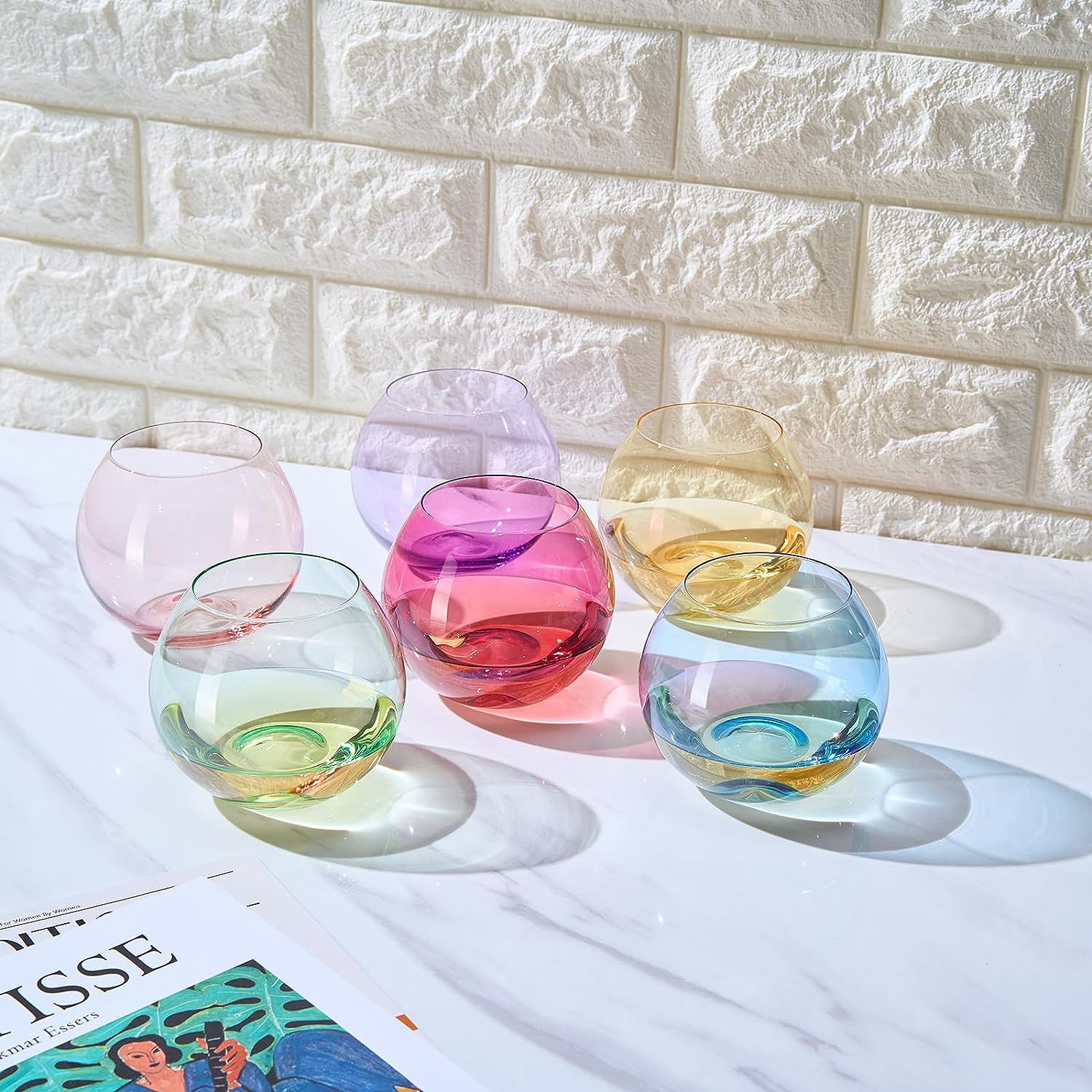 Colored Stemless Wine Glasses, 18 Oz Large Rainbow Wine Glasses, Stemless  Goblet Beverage Cups with …See more Colored Stemless Wine Glasses, 18 Oz
