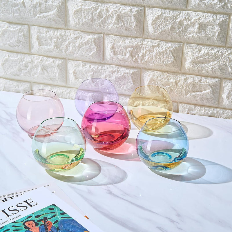 Set of Six Multicolored Bubble Glasses