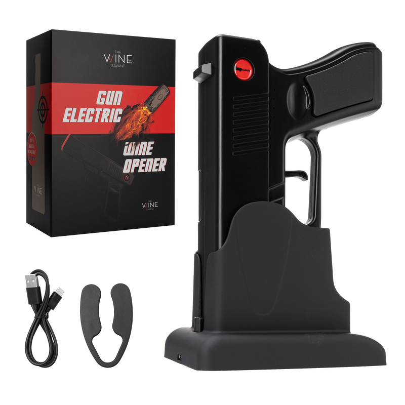 Electric Gun Wine Corkscrew Bottle Opener Rechargeable Holster Base