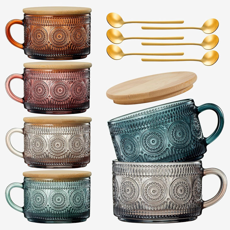 Muted Colored Vintage Coffee Mug Set | Set of 6 | 15oz