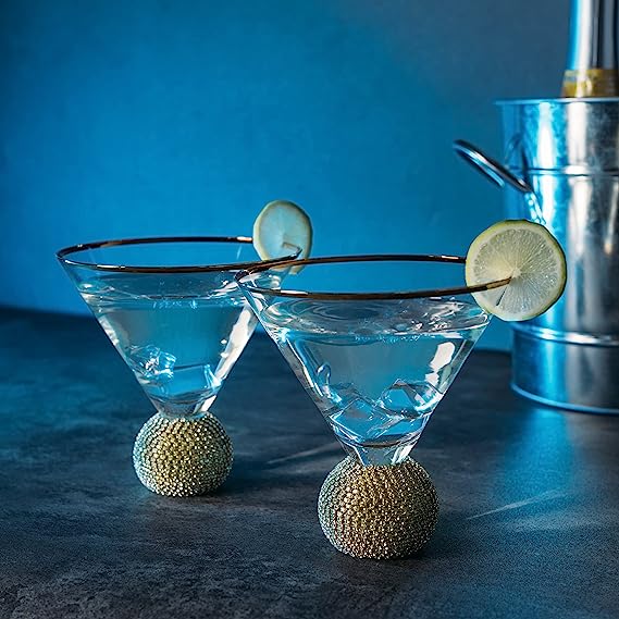 Stainless Steel Martini Gift Set - 2 Large Martini Glasses and Shaker –  Icydeals