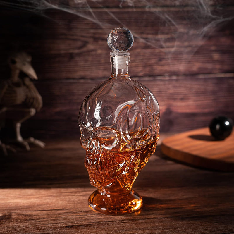 Skull Whiskey & Wine Decanter, 2 Faced Skull & Claw Decanter, Decor, Liquor Decanter Bottle - by The Wine Savant 1000ml, Skeleton Bottle - Great Gift for Any Bar