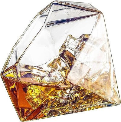 The Wine Savant Diamond Whiskey Glasses, Scotch, Bourbon or Wine Glasses, Set of 2 10 oz Old Fashion Elegant Spirits Glasses