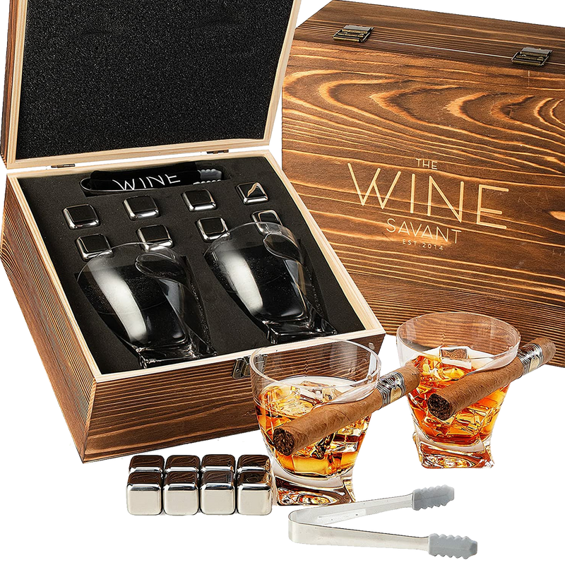 The Wine Savant Luxurious Bar Gift Set - Golf Whiskey Glasses