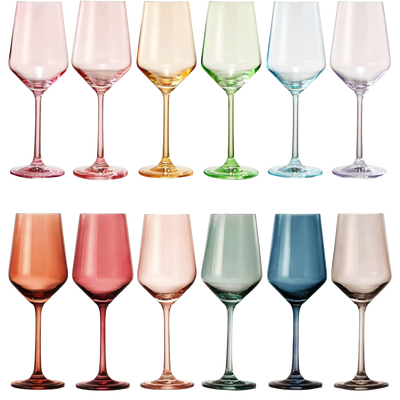 Make Your Own Set Wine Glass SINGLE, Colorful Magenta Colored Large 12 oz Glass, Unique Italian Style Tall for White & Red Wine, Gifts for Mothers Day Gift, Set of 1 Beautiful Glassware (Magenta)