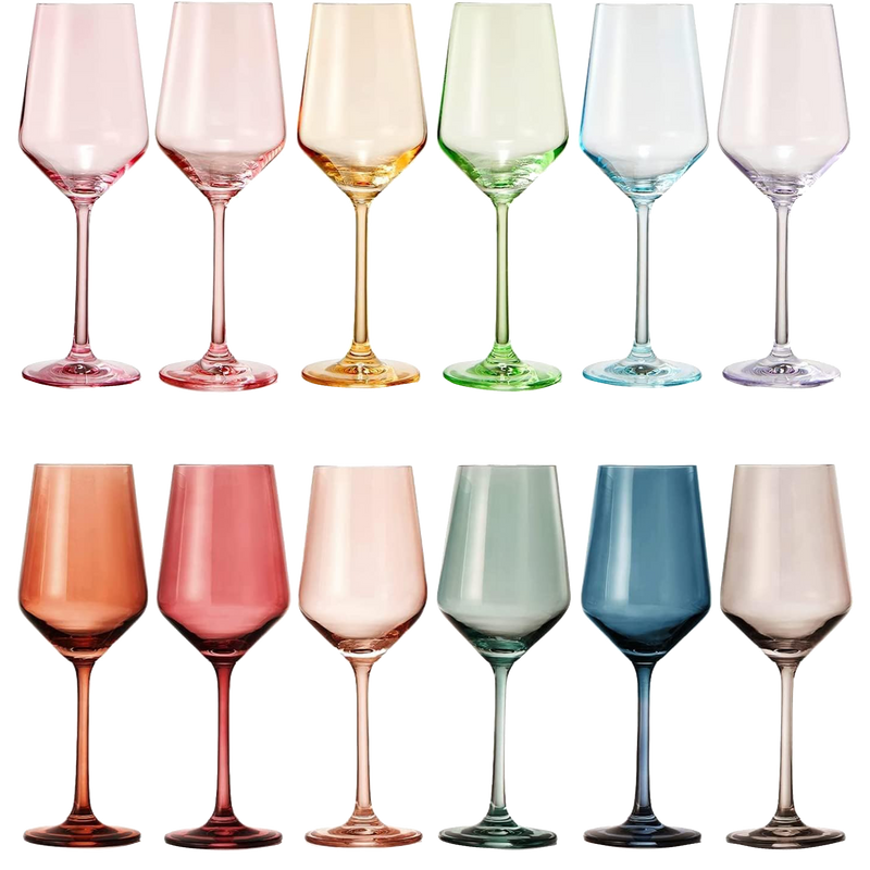 Make Your Own Set Wine Glass SINGLE, Colorful Magenta Colored Large 12 oz Glass, Unique Italian Style Tall for White & Red Wine, Gifts for Mothers Day Gift, Set of 1 Beautiful Glassware (Magenta)