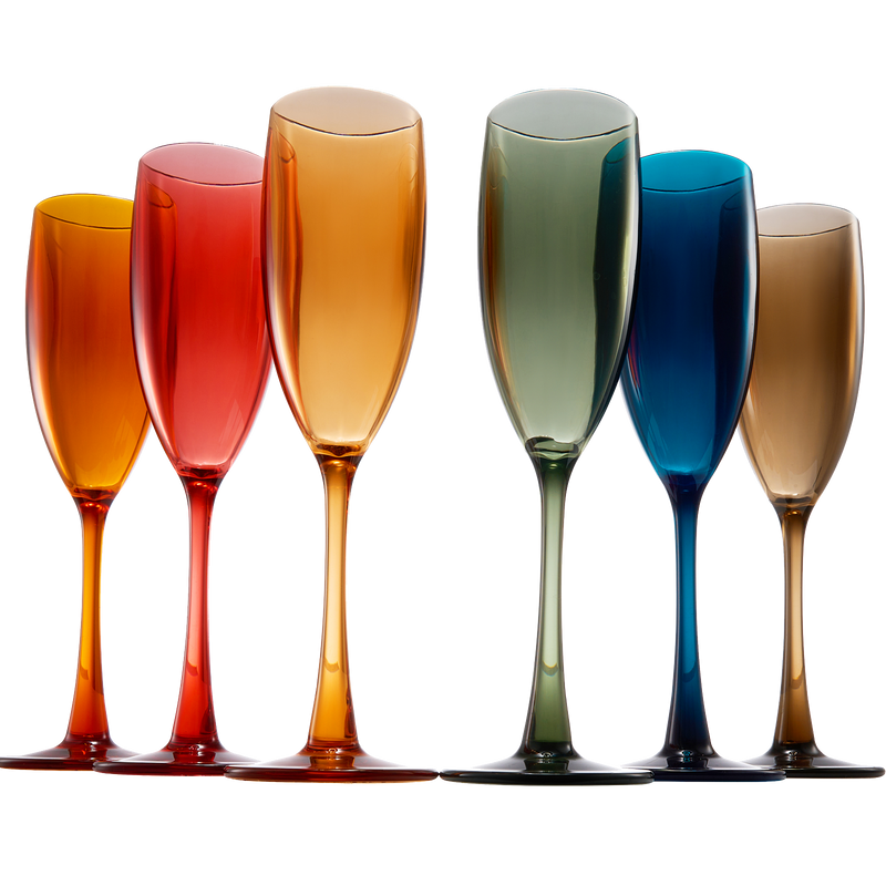 Unbreakable Pastel Color Acrylic Champagne Flutes Glasses, Set of 6