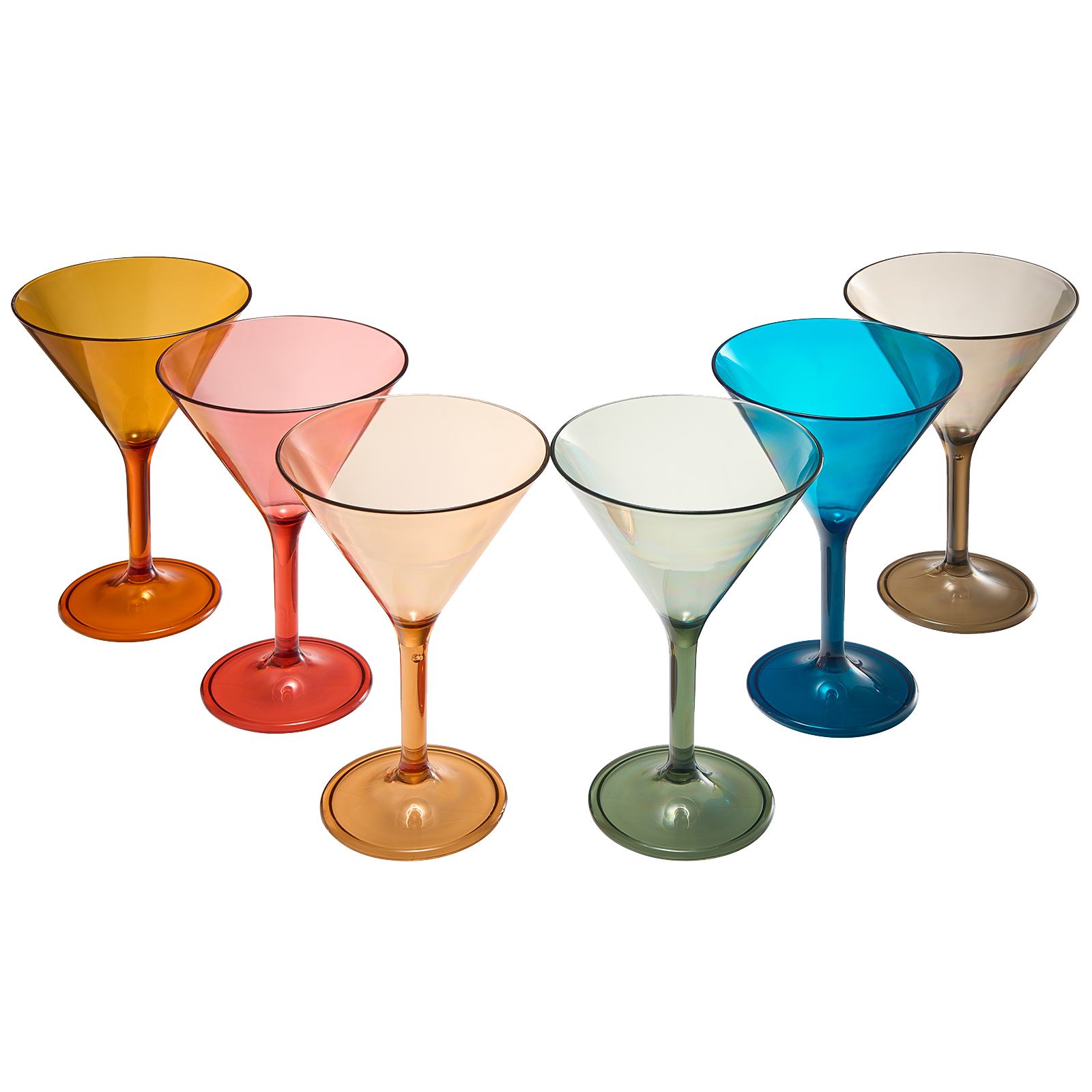 Unbreakable Pastel Color Acrylic Martini Glasses Set of 6 European Style Cocktail Cups 100 Tritan Drinkware 5 oz Dishwasher Safe BPA Free