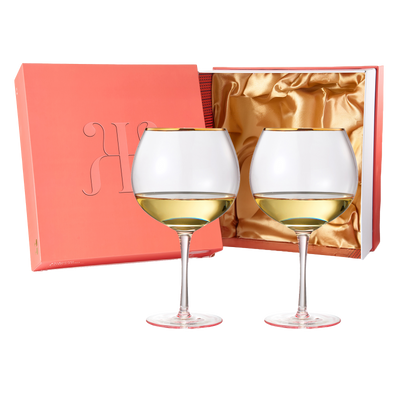 Colored Blush Pink & Gilded Rim Wine Glassware, Large 23oz Cocktail & Champagne Glasses 2-Set Vibrant Color Gold Vintage Stemmed Wine Glass, Gift Idea, Red & White - Perfect Gifts, Gorgeous Gift Box