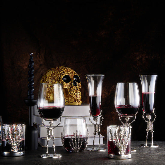 The Wine Savant Skeleton Stemmed Wine Glasses, Set of 2