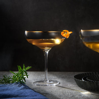 The Wine Savant Colored Crystal Gilded Rim Coupe Glass, Large 9oz Cocktail & Champagne Glasses 2-Set Vibrant Color Short Gold Vintage Tumblers, No Stem Margarita, Glassware Gift Idea (Gold Rimmed)