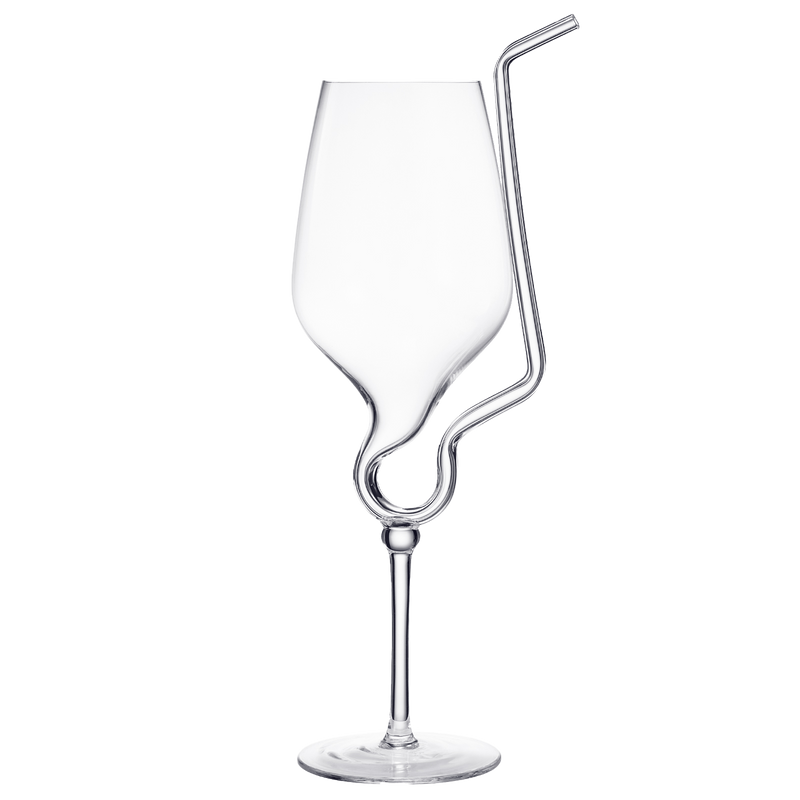 Straw Wine Glass, Spiral Vampire Wine Glass | 16oz | Stemmed Wine Glasses With A Built-In Straw, Creative Cocktail Glassware - Champagne, Gin & Tonic, Juice, Water - Ideal Birthday Cup, Gift, Wedding