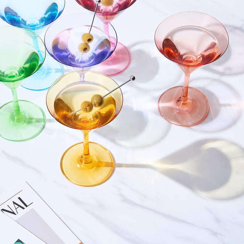 Estelle Hand-Blown Colored Martini Glasses (Set of 6)