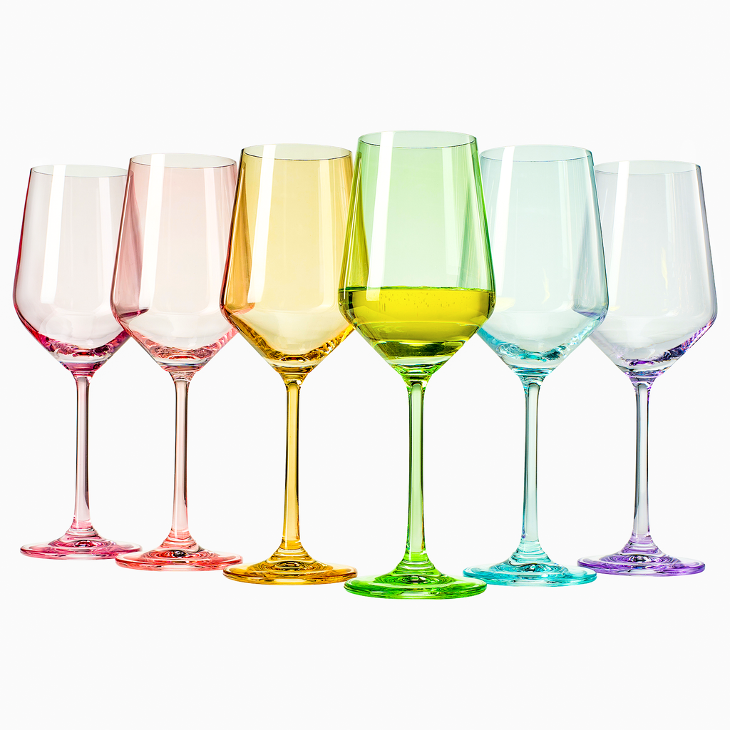 4 Vintage Multi Colored twisted clear stem Wine glasses, Vintage Multi  Colored 6 oz Dessert Wine - After Dinner Drink Glasses