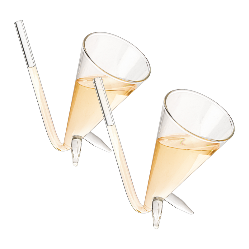 Champagne Shooter - Chug Flutes Guzzler Glasses Unique Gifts for Bachelorette Party Favors & White Elephant Gifts, Drinking Games, Self Standing - Prosecco & More Bong Style, Reusable Acrylic 2pk