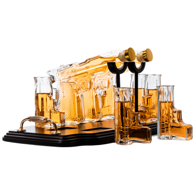Pistol Whiskey & Wine Decanter - Gifts for Men & Dad, 2 Gun Whiskey Decanter Set with 6 Oz Pistols Shot Glasses - Cool Liquor Dispenser for Home Bar Unique Birthday Gift Ideas from Dad…