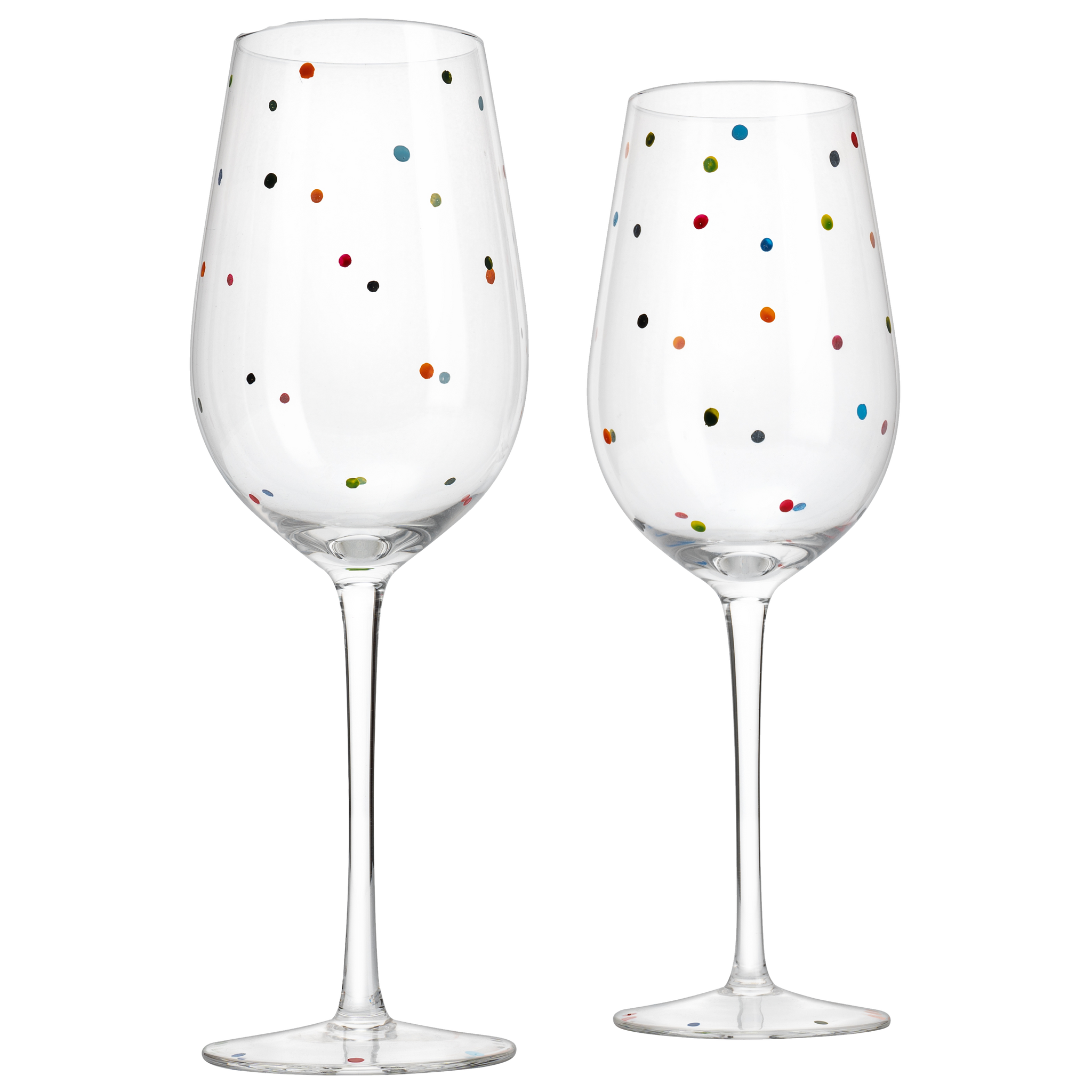 Polka Dot Stemmed Wine Glasses 16 Ounces Set of 2